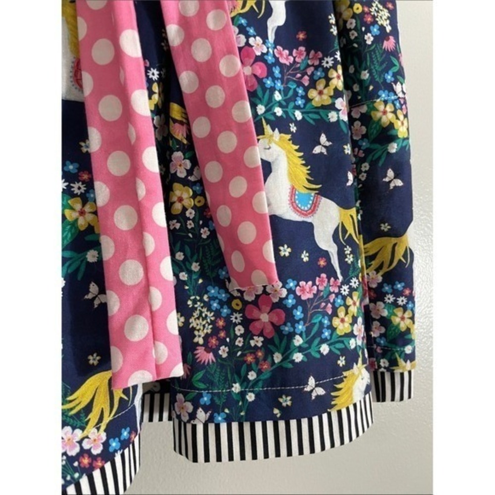 Tati & Me Girls Dress Cotton Unicorn Floral Pink Polka Dot 6T New With Tags - Picture 9 of 12